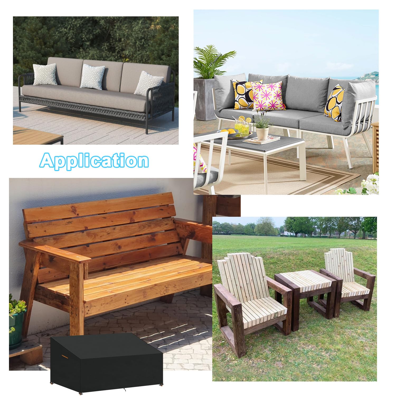 Sofa Abdeckung Outdoor Gartensofa Abdeckhaube Wasserdicht Gartenbank Schutzhülle für 3-4 Sitzer Gartensofa, Loungesofa Plane Gartenlounge Abdeckung Sofa Abdeckplane, 240x99x61/89cm