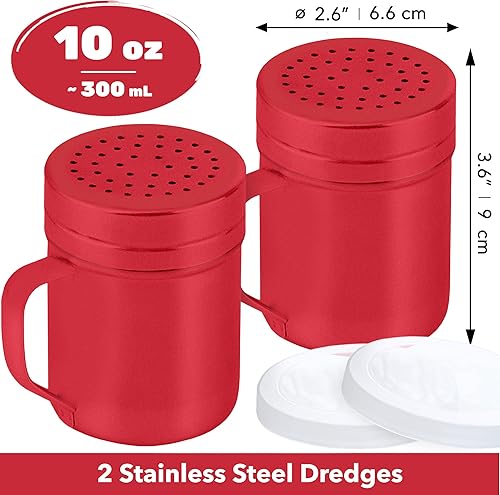 Miniatura 15 de CUSINIUM Salero de metal y pimienta, con asa, condimentos y especias con agujeros y tapas, 10 onzas, 2 piezas, estilo: mediano plateado,Negro