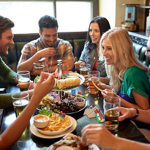 Miniatura 7 de Bokon 1000 banderas de palillos de dientes de 100 países diferentes, banderas internacionales del mundo en palo de madera, impresión de doble cara,