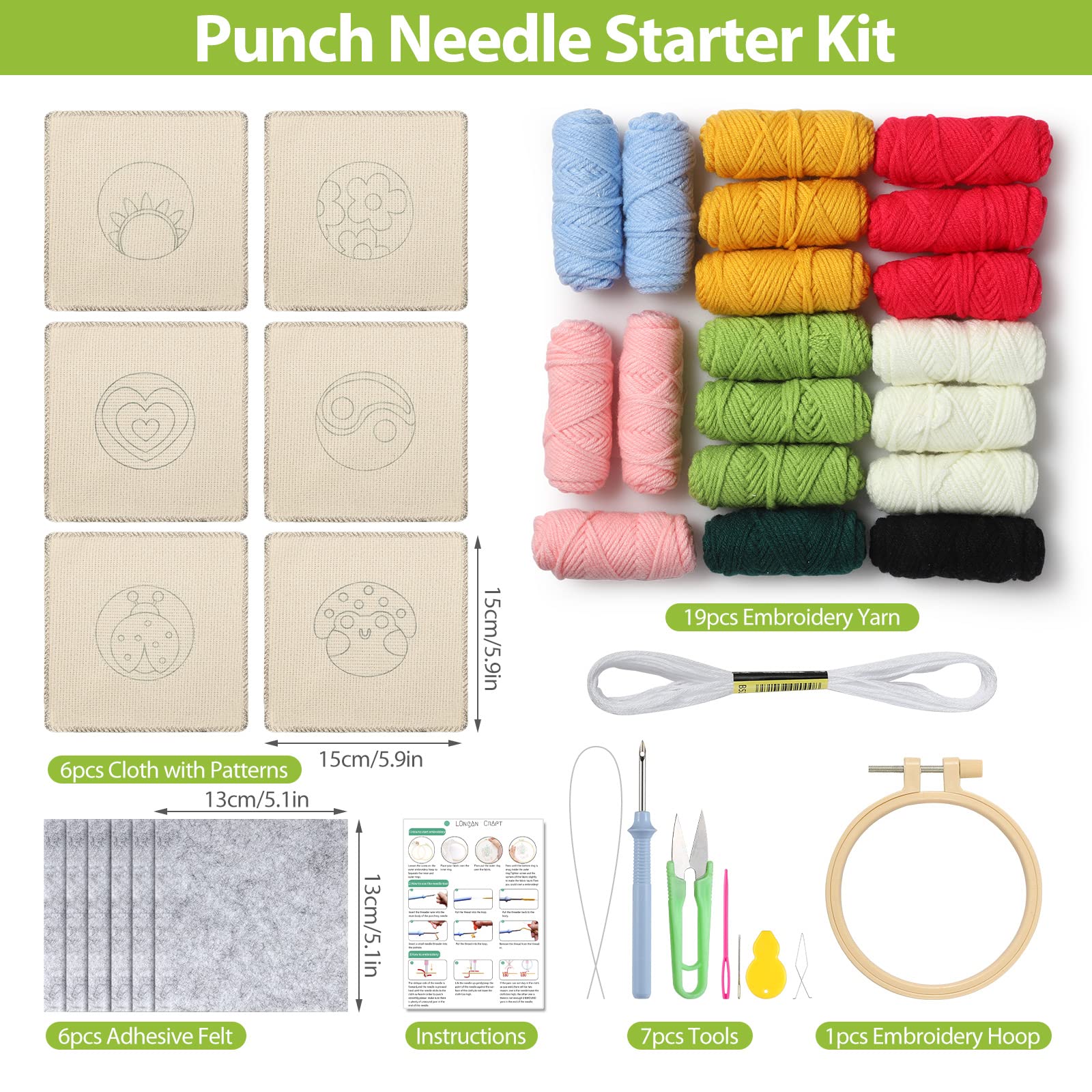 DIY Coasters Kit Punch Needle Coasters Kit For Beginners - 6 Fruit ...
