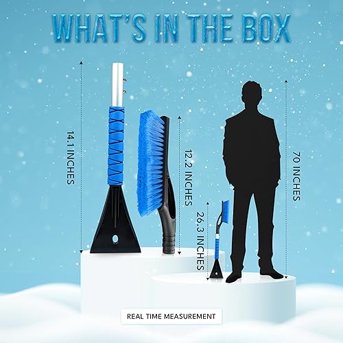 Miniatura 29 de EcoNour Raspadores de hielo extensibles para parabrisas de automóvil de 43 pulgadas, 3 piezas, cepillo telescópico desmontable para nieve