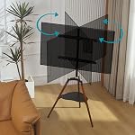 ETHU Easel TV Stand for 32-65 inch Screens - Height Adjustable Tripod TV Floor Stand with ±70° Swivel, Supports up to 88 lbs, Corner TV Stand for Living Room and Bedroom with Tray, Black & Walnut