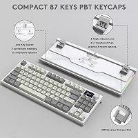 Tastatură mecanică ATTACK SHARK K86 2.4G BT5.0 USB C RGB 75% TKL 87 taste, afișaj TFT 1.2, hot swap TTC, gri 7