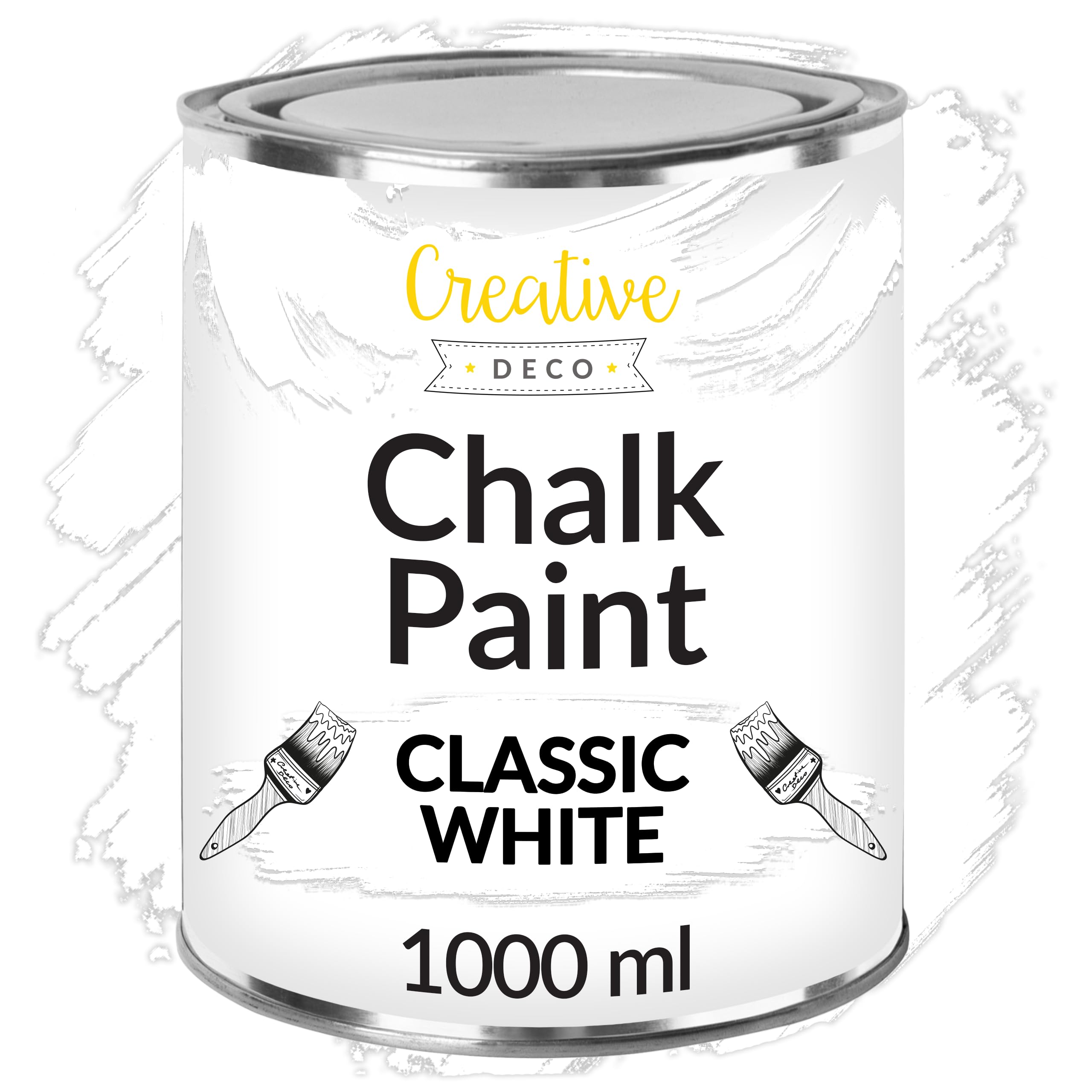 Creative Deco White Chalk Paint for Furniture | 1L | Snow White Matte & Chalky Finish | Smooth Touch for Interiors | Quick Dry | Furniture Paint Wood Paint for Renovation & Decoration