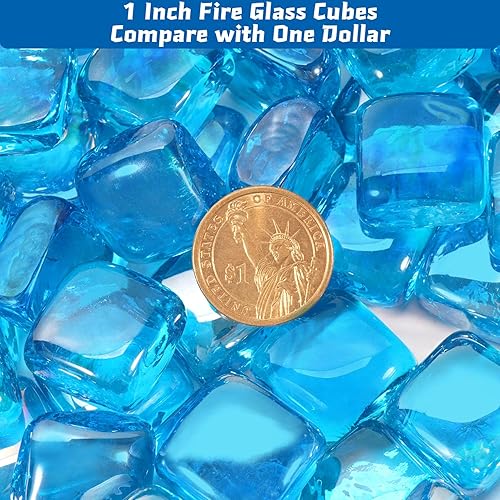 Miniatura 10 de Cristal de fuego, piedra de fuego azul cobalto para fogata de propano, chimenea y decoración al aire libre. Diamantes de alto brillo cuentas de