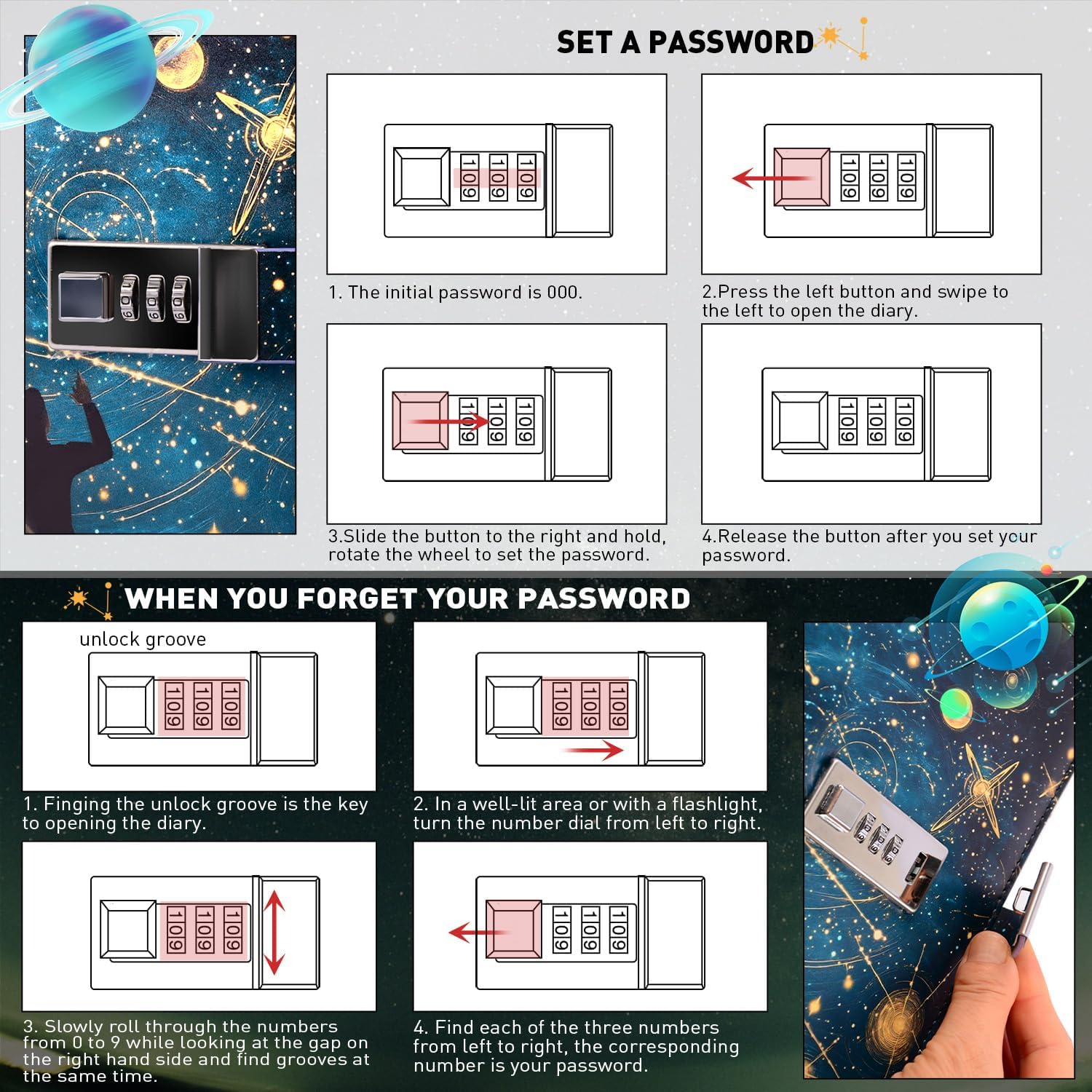 Diary with Lock for Boys, 192 Pages Kids Travel Journal with Pen, Birthday Gifts for Teen Boys 8-18, A5 Securely Guard Secrets Journal with Lock, Back to School Christmas Gifts for 10 11 12 13 14 15 Teenage Boy - Image 6