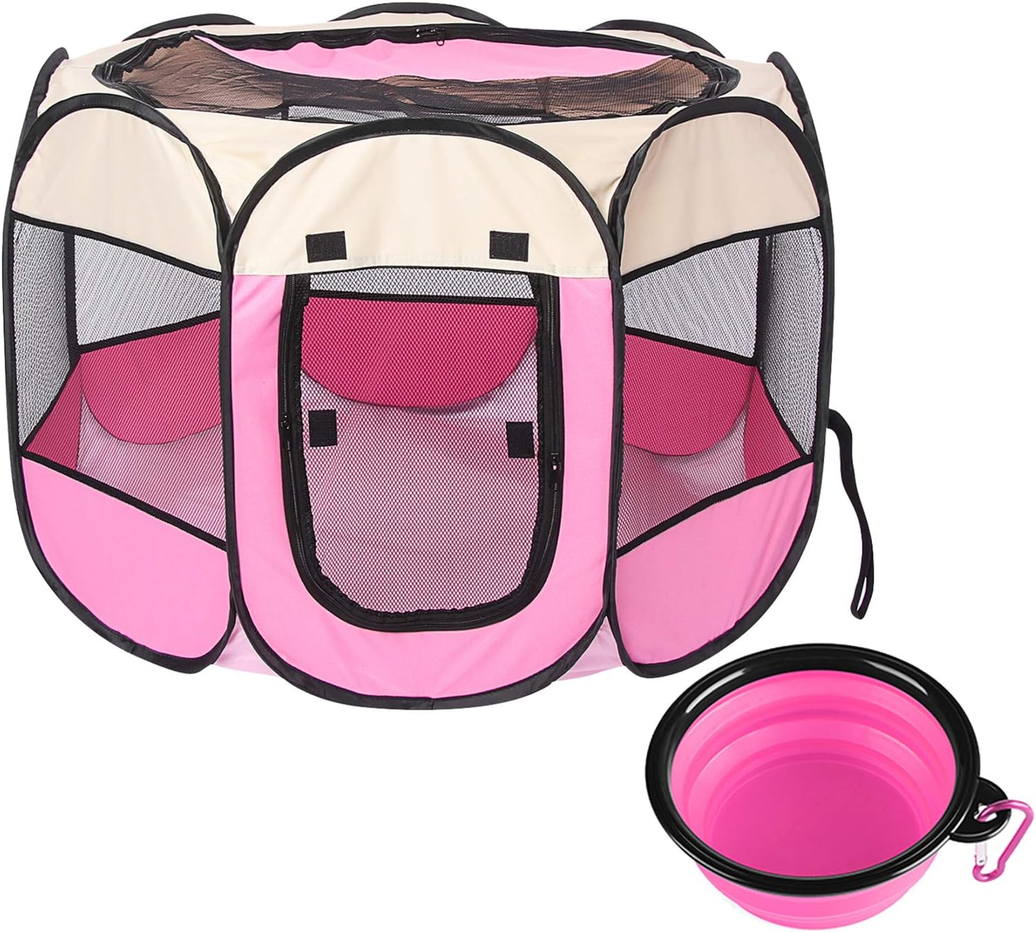 FOVIUPET Pet Dog Playpen,Foldable Puppy Playpen 8-Panel Mesh Cover Playground Open-Air Waterproof,with Free Carrying Collapsible…