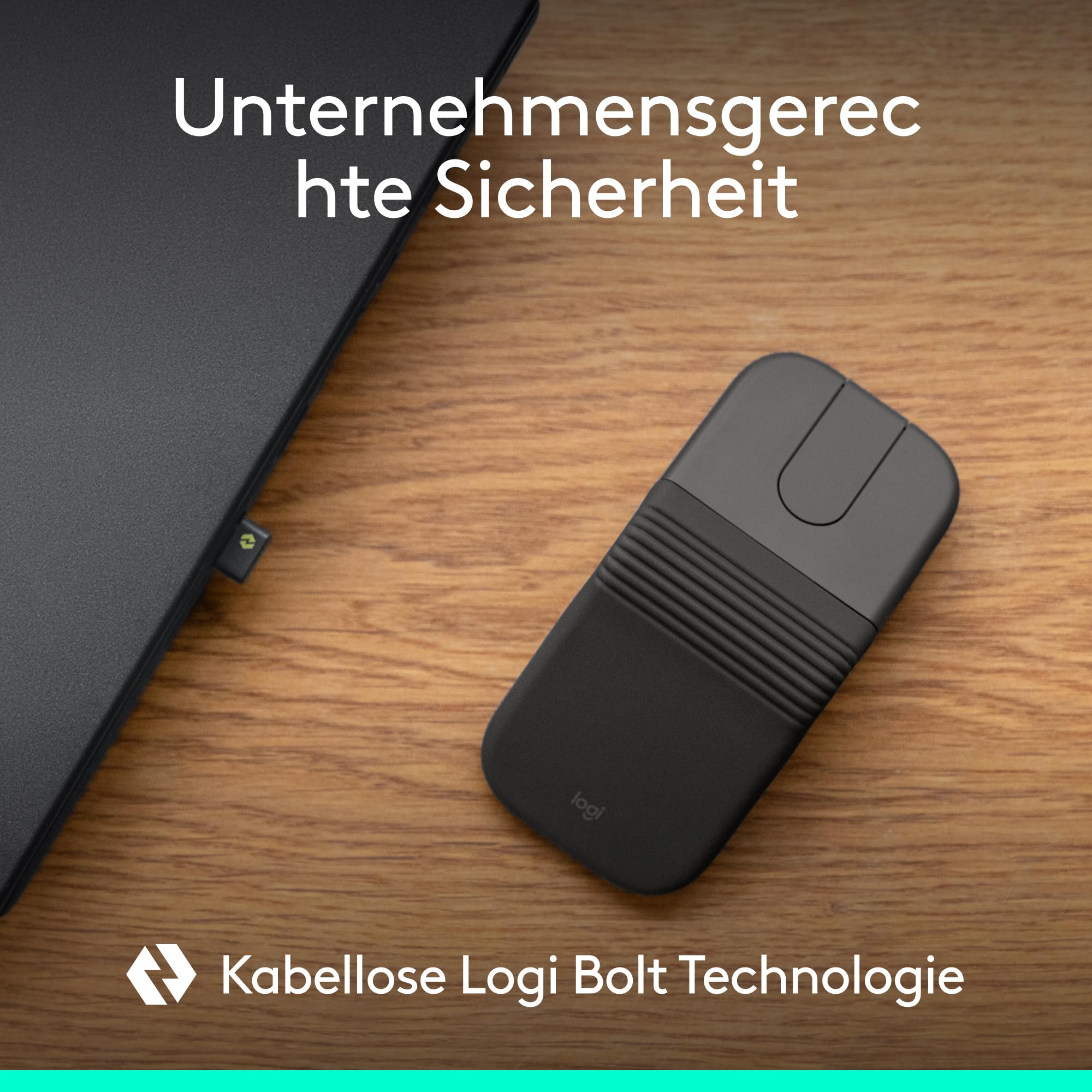 Logitech Mobi Fold for Business, Faltbare kabellose Maus mit Touch-Scroll, leisen Klicks, 4K DPI, Logi Bolt Empfänger, Bluetooth, Fast Pair, Works with Chromebook, PC, Mac - Graphit
