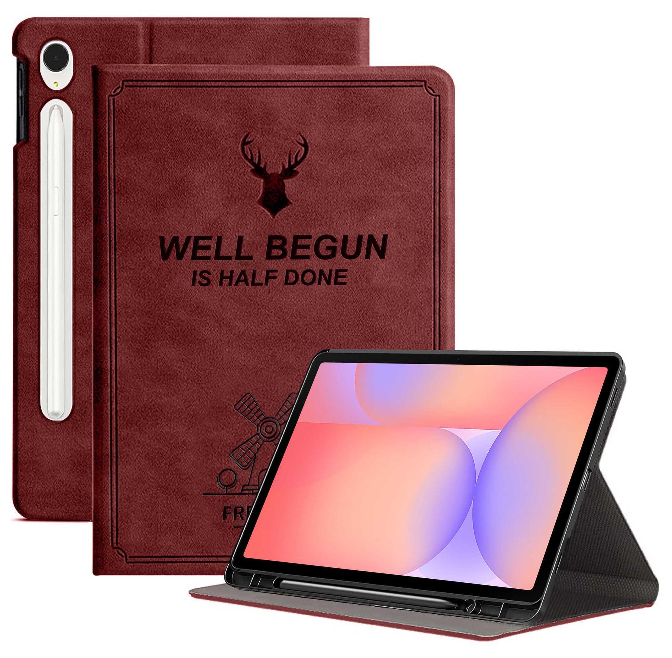 ProElite Case Cover for Samsung Galaxy Tab S10 Lite 10.9"/ Tab S9 FE 10.9 inch/Tab S10 FE/Tab S9 11" Case, Deer Flip case Cover with S Pen Holder, Wine Red-image-41