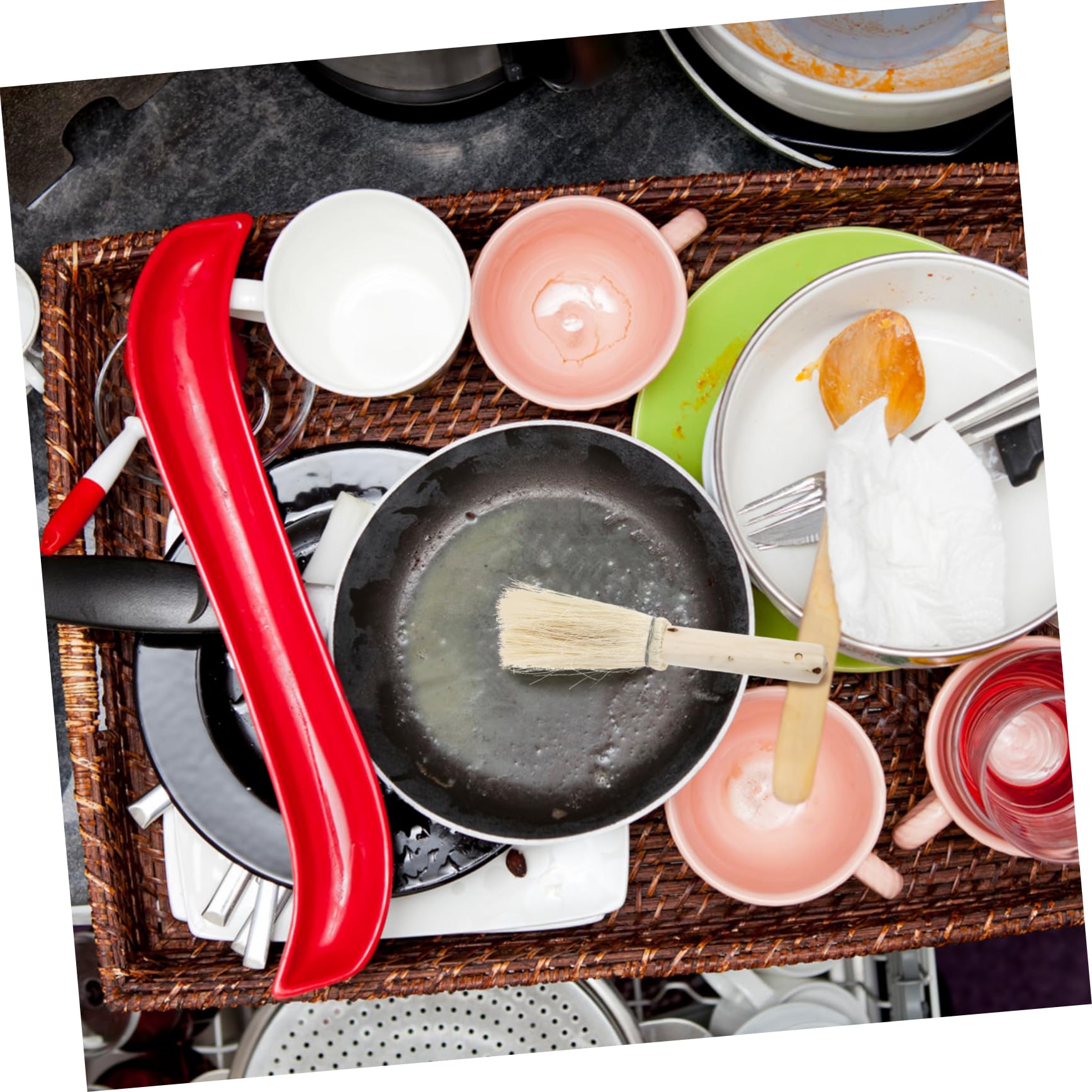 Ipetboom Dish Wash Brush Pcs Pot Cleaning Kitchen Cleaning Tools Natural Coconut Fiber Brush Non-Shedding Beige Wooden Handle