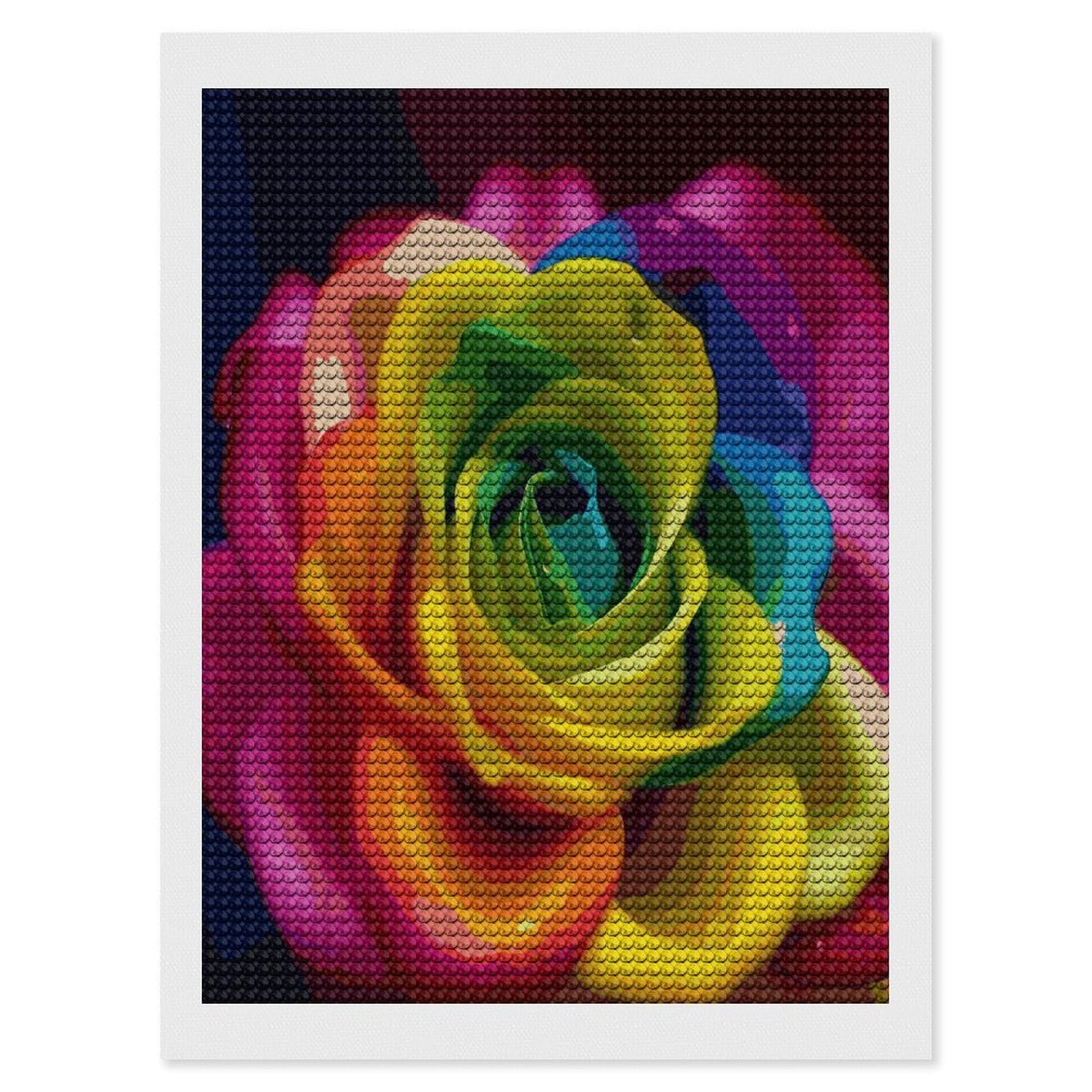 LDGSUPH Rainbow Flower Diamond Painting Kits for Adults Paint with Diamond Pictures Art DIY Full Drill Diamond Dots Painting Personalized Diamond Photo for Home Wall Decor Gift 12"x16"