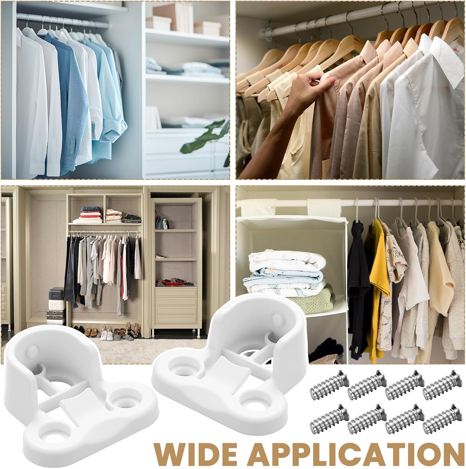 Nuanchu 4 Pack White Replacement Brackets Closet Replacement Brackets Kit Rail Holders Compatible with IKEA Pax Komplement Closet System