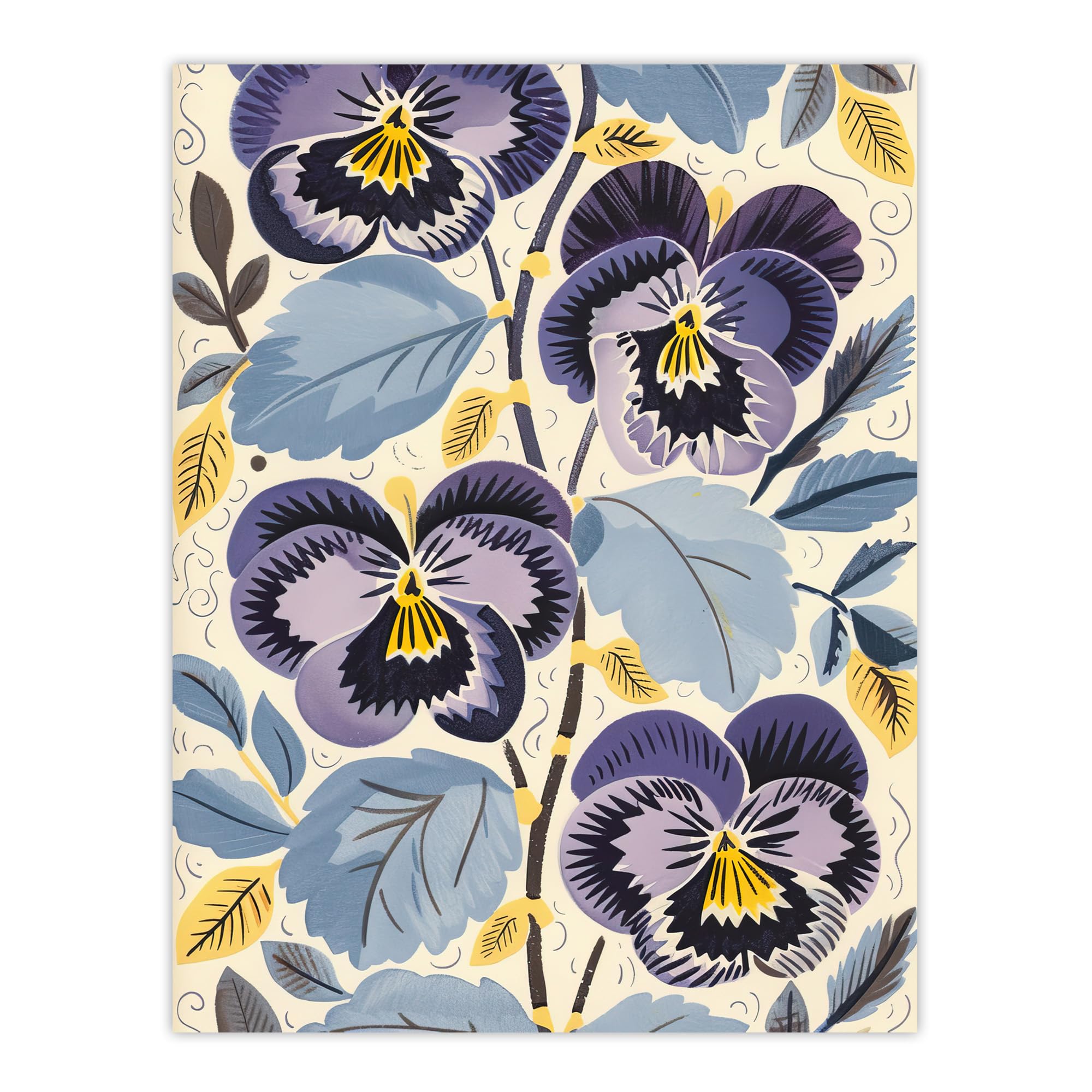 Artery8 Purple Pansy Flowers Painting Wildflowers Floral Living Room Extra Large XL Wall Art Poster Print