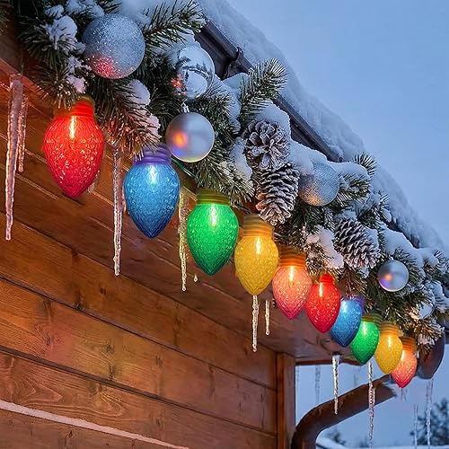 Miniatura 12 de Luces gigantes de Navidad para exteriores, 16 pies, luces de Navidad gigantes luces de cadena con 10 bombillas grandes multicolores, luces Varios