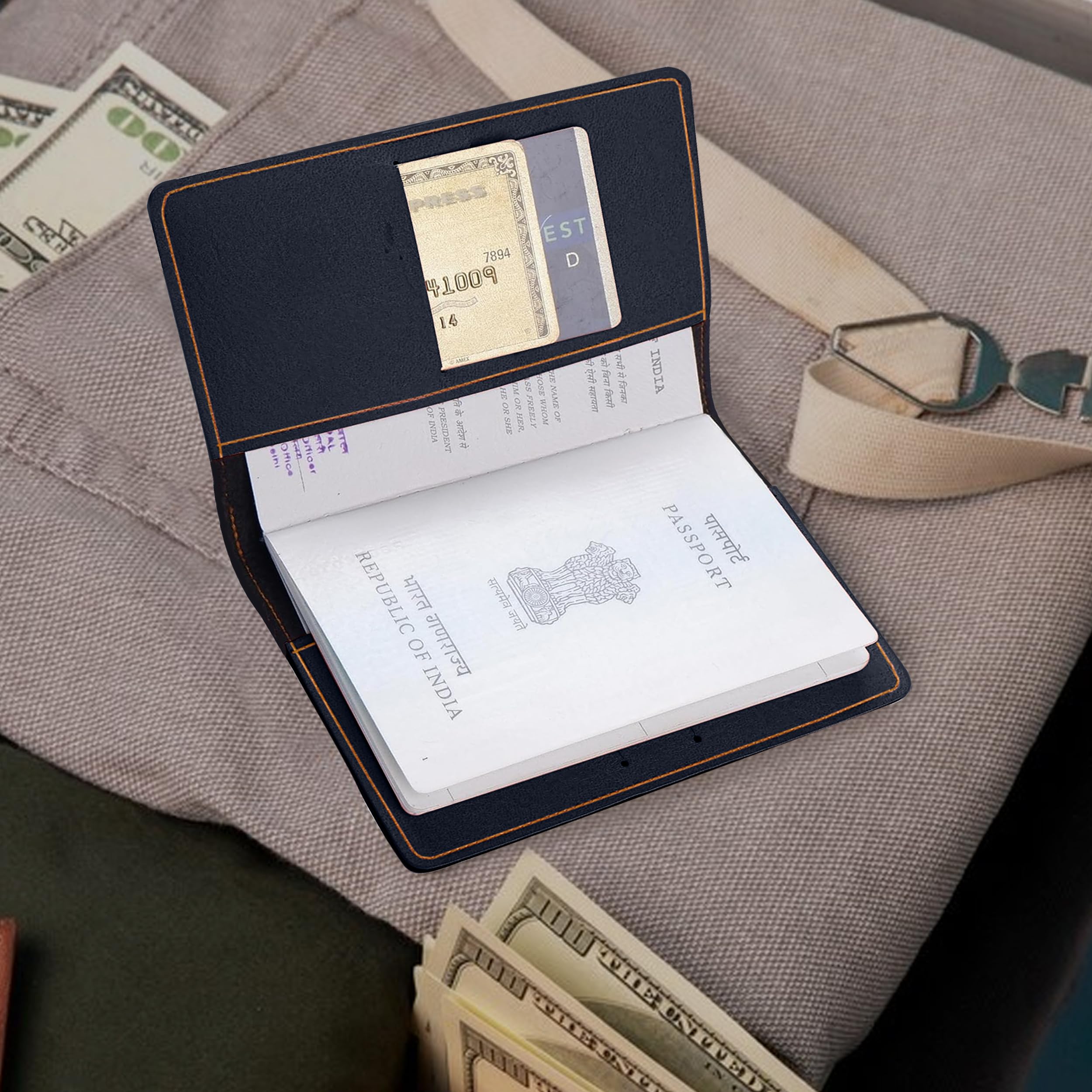 The Wallet Store Leather Passport Cover - Blue