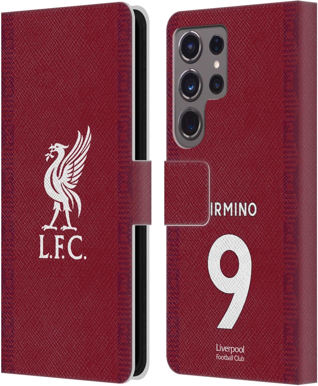 Head Case Designs Officially Licensed Liverpool Football Club Roberto Firmino 2022/23 Players Home Kit Leather Wallet Case Compatible with Samsung Galaxy S24 Ultra 5G