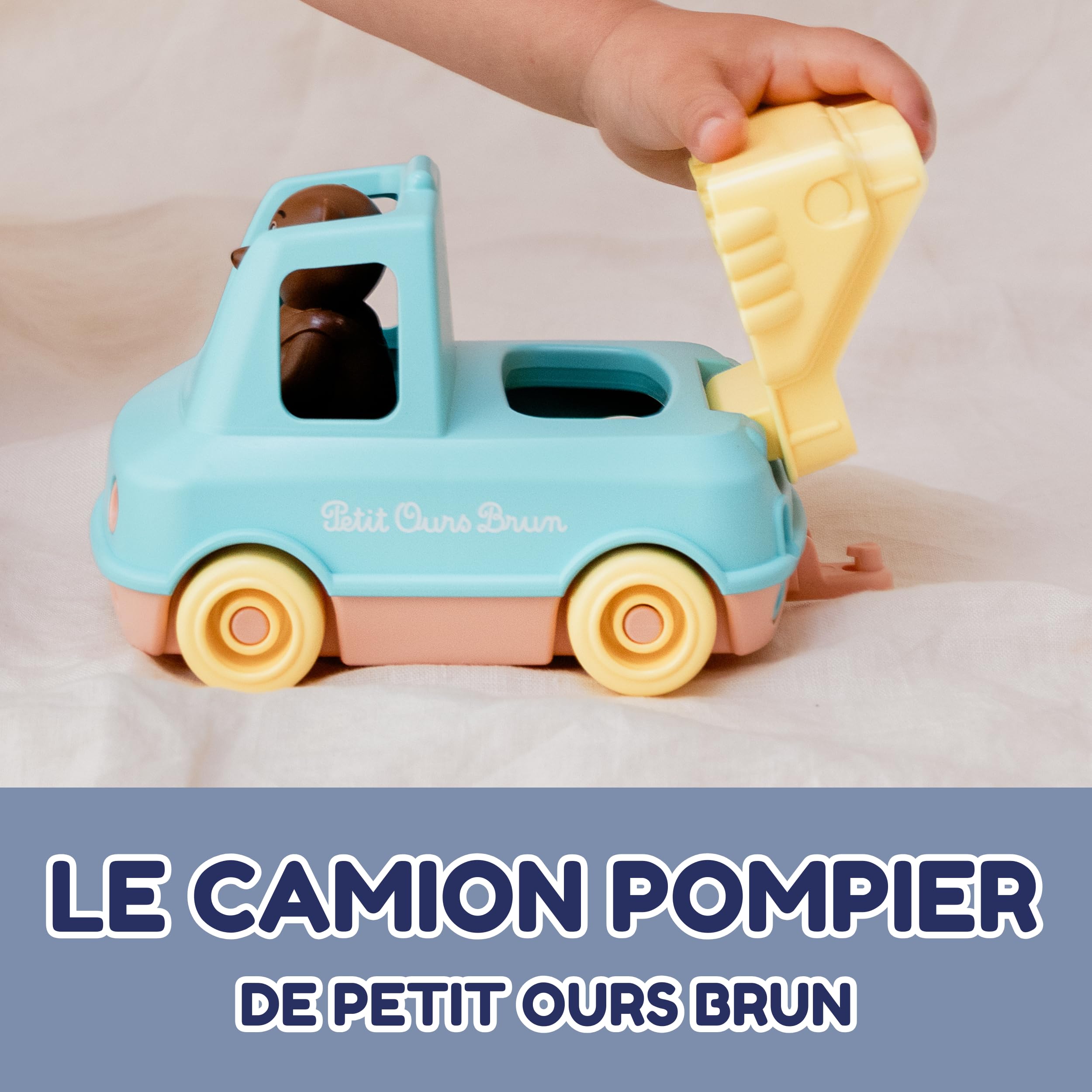 Simple x Petit Ours Brun, The Fire Truck of Little Brown Bear, Vehicle with Ladder, Early Learning Toy, Eco-Friendly - Image 4