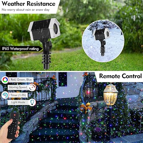 Miniatura 4 de Luces láser de Navidad, luces láser de jardín al aire libre, proyector de estrellas con luciérnaga móvil para exteriores, interiores, Navidad,