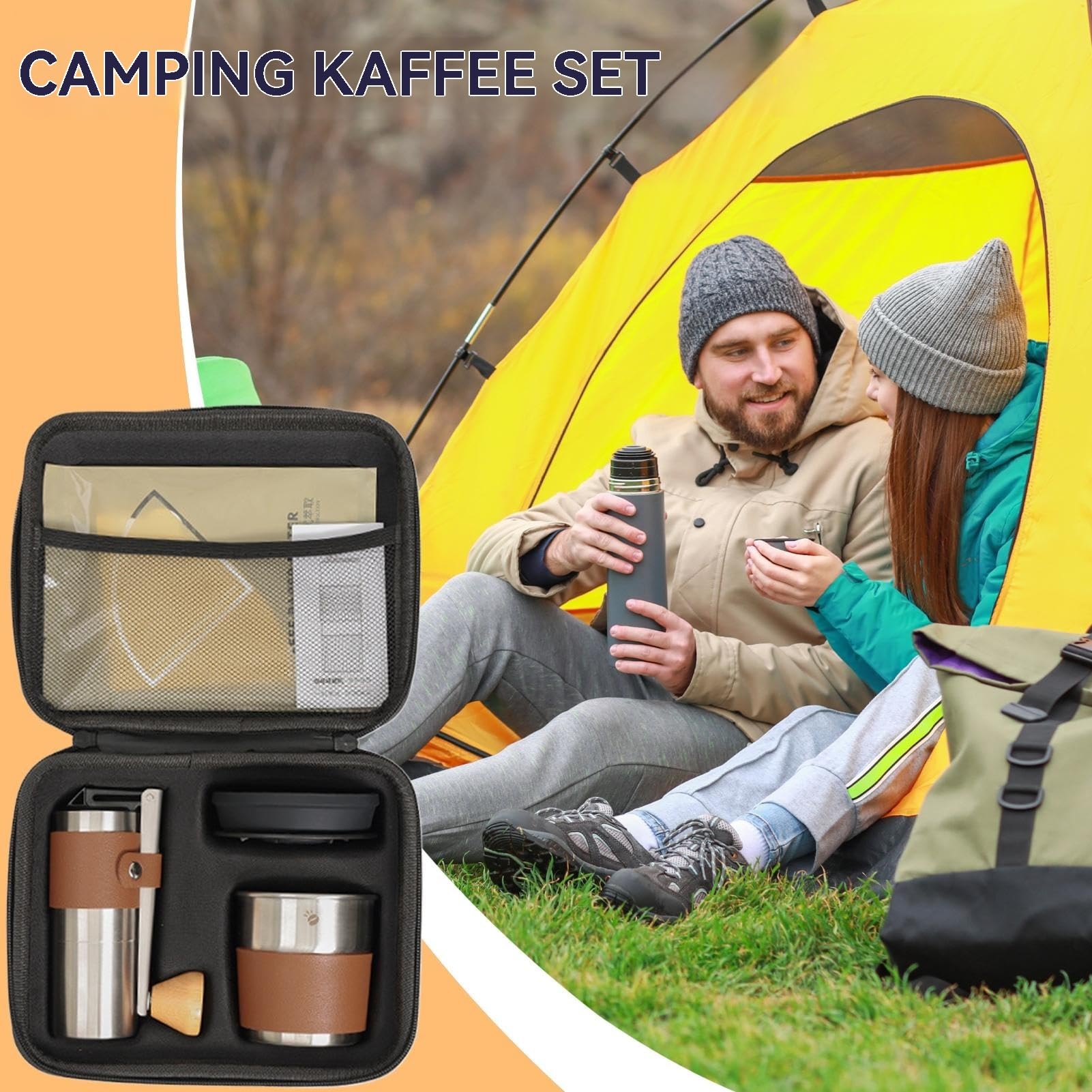 Camping Kaffeemaschine Multifunktionale, Tragbare Kaffeebohnenmahlmaschine | Kaffee-Handbrühset Manuell, Kompakt, Leicht, Tragbar für Reisen, Outdoor, Wandern, Auto, ,