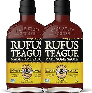 Rufus Teague Honey Sweet BBQ Sauce, 2 Pack Size, Premium Barbecue Sauces...