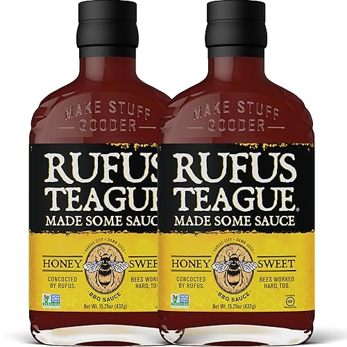 Rufus Teague - Salsa BBQ Dulce Miel - Salsa Barbacoa Premium - Botellas de 15.25 oz - Paquete de 2