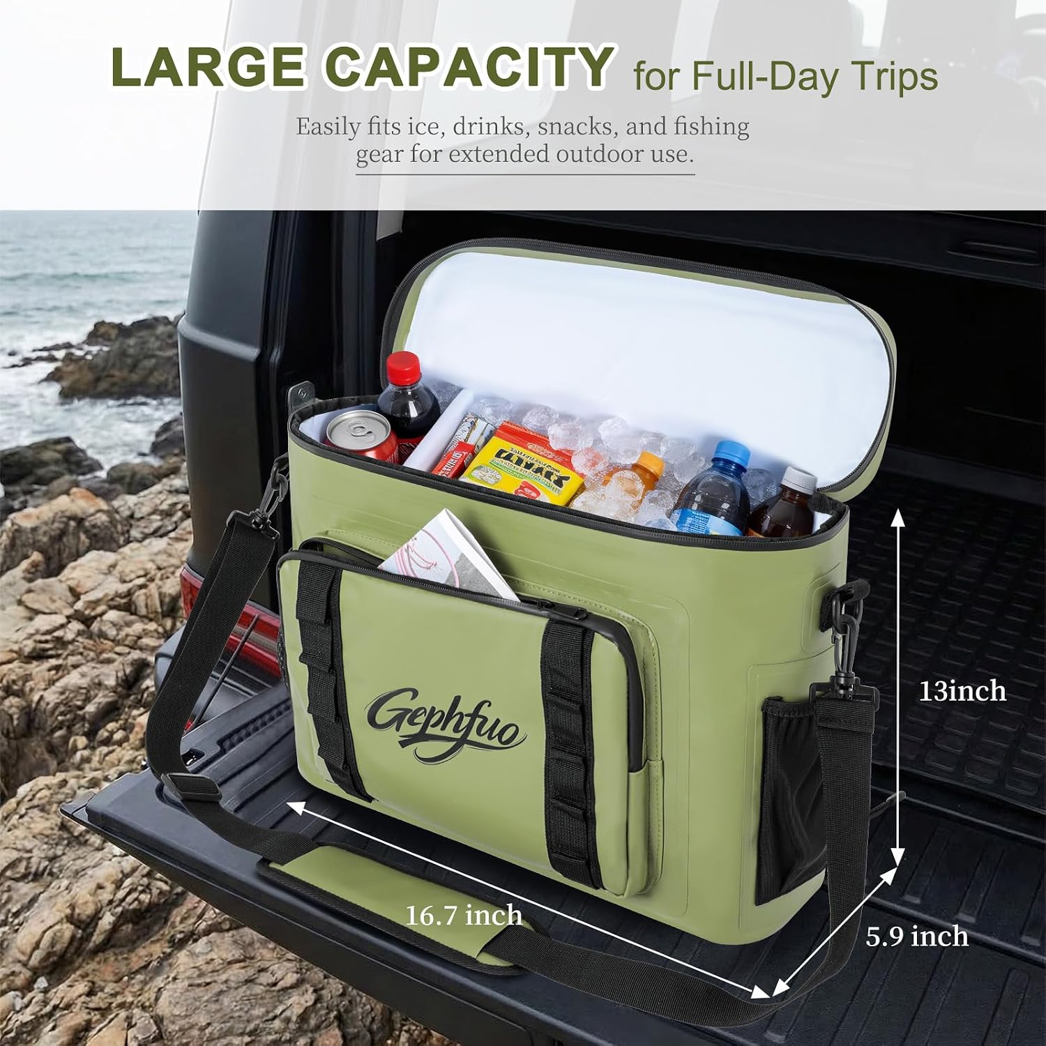 Kayak Cooler Bag, Waterproof SUP Deck Cooler, Stand Up Paddle Board Bag for Kayaking, Camping Trips, Fishing, Boating image 2
