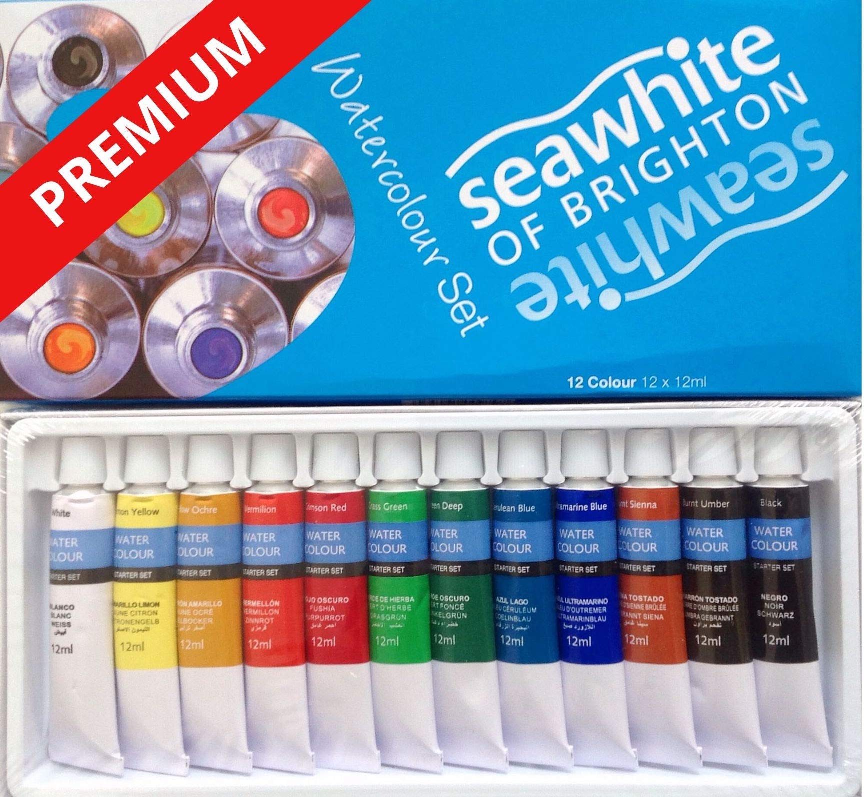 Seawhite 12 x 12ml Watercolour Colour Set