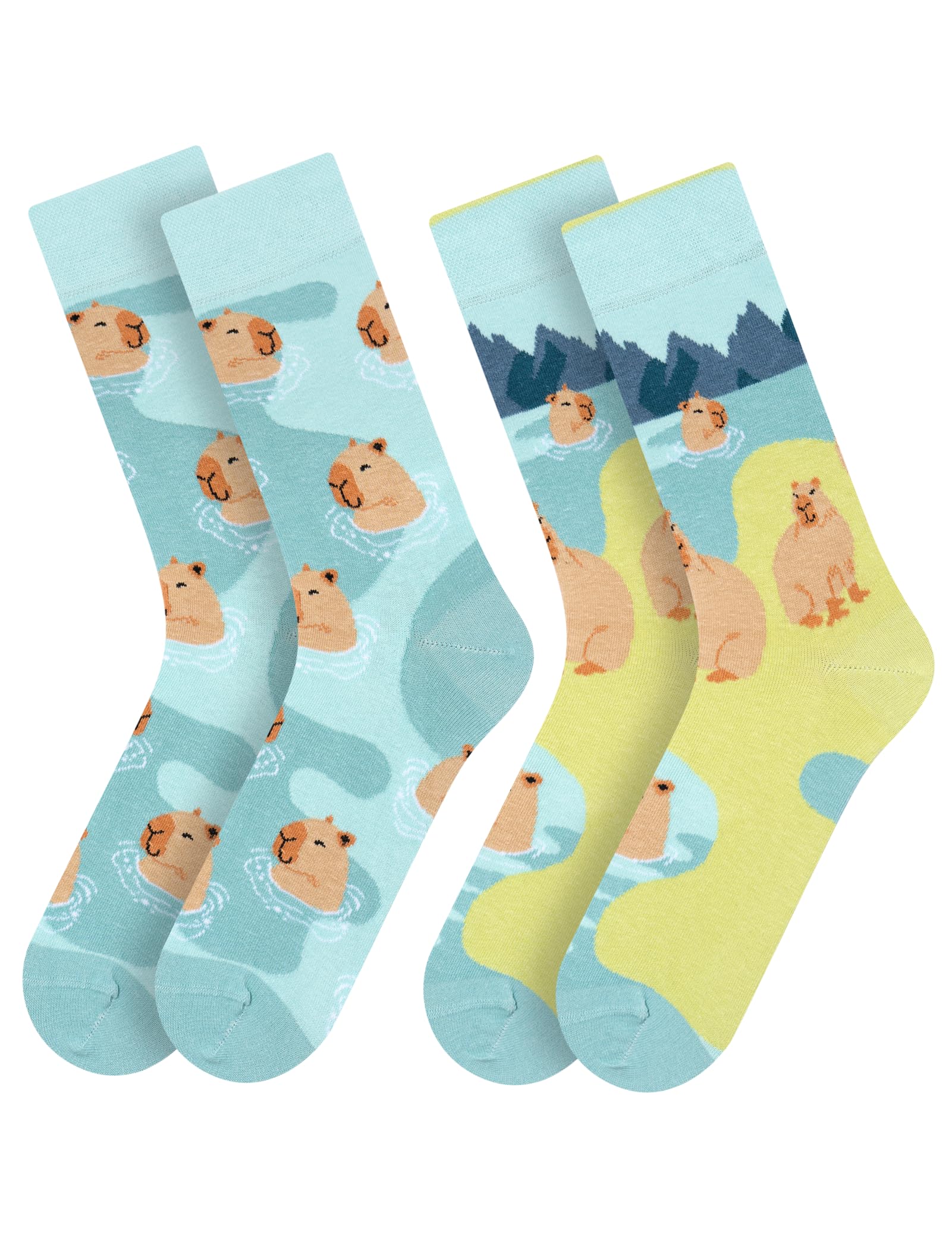 soxo Capybara Socks Gifts For Men Colorful Funny Gift For Women Cotton Socks 6.5-10.5 UK Capybara Bathing 2 Pairs