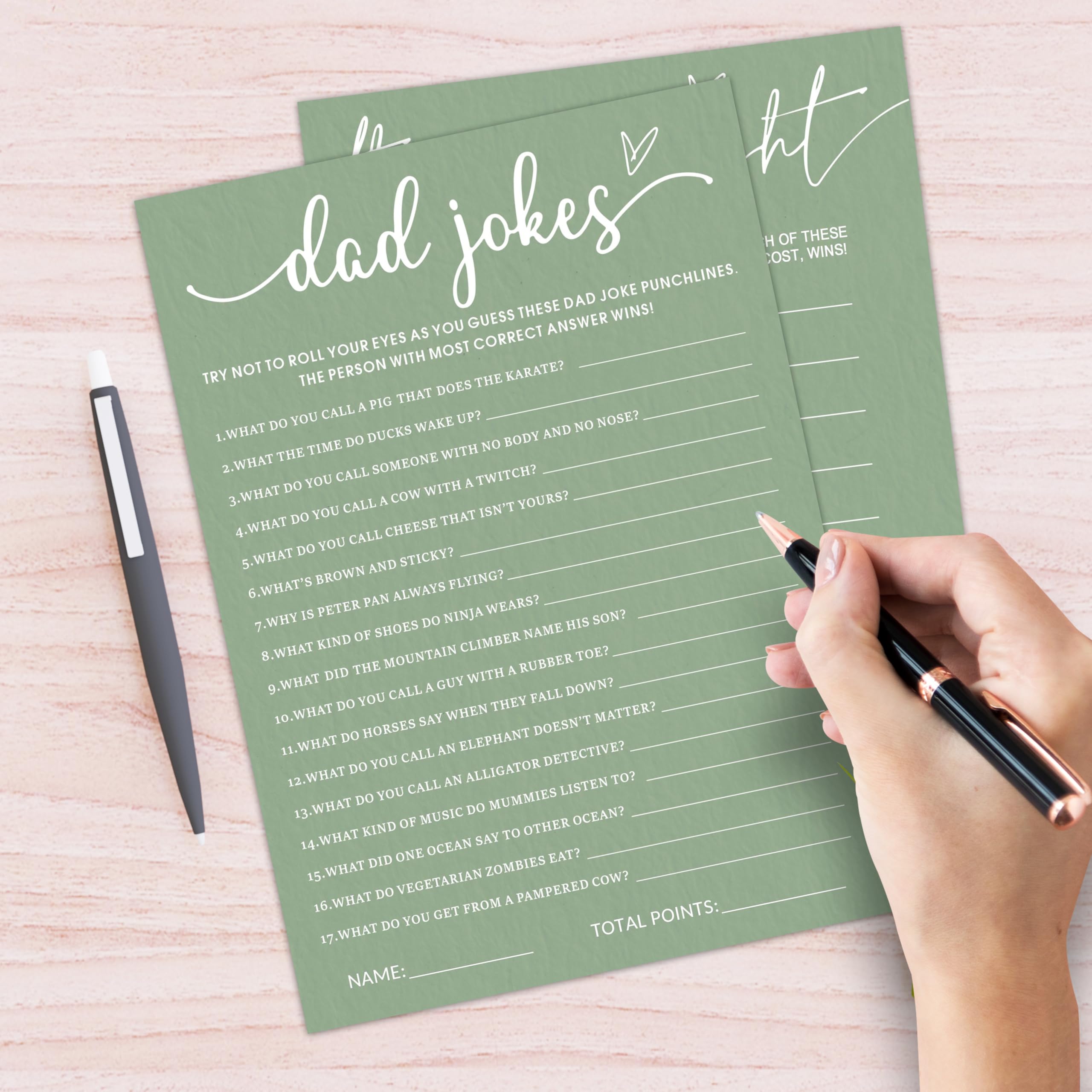 Nuhany Baby Shower Game Cards – Double-Sided Dad Jokes & Price Is Right, 5x7 Inches, 25 Cards