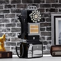 Vista 2 de Ryan Bros. American Retro 1950's Payphone with Coin Bank Wall-Mount Corded Phone (Black)