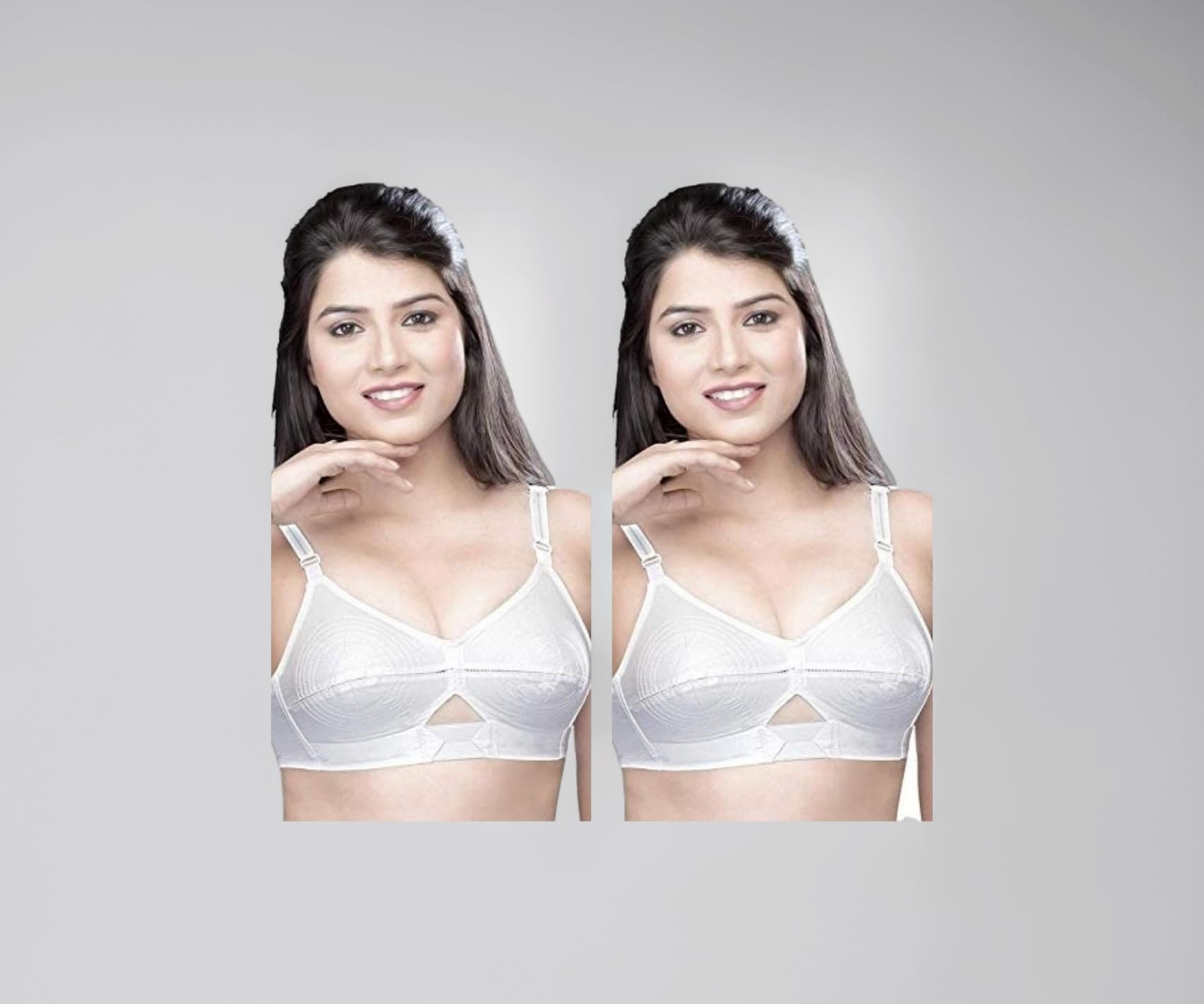 Shilpa 100% Cotton Non-Padded White Bra-Round Stiched with Nylon Belt/Strap.Colour:White/Cup Size:B(Pack of 2 Pieces)