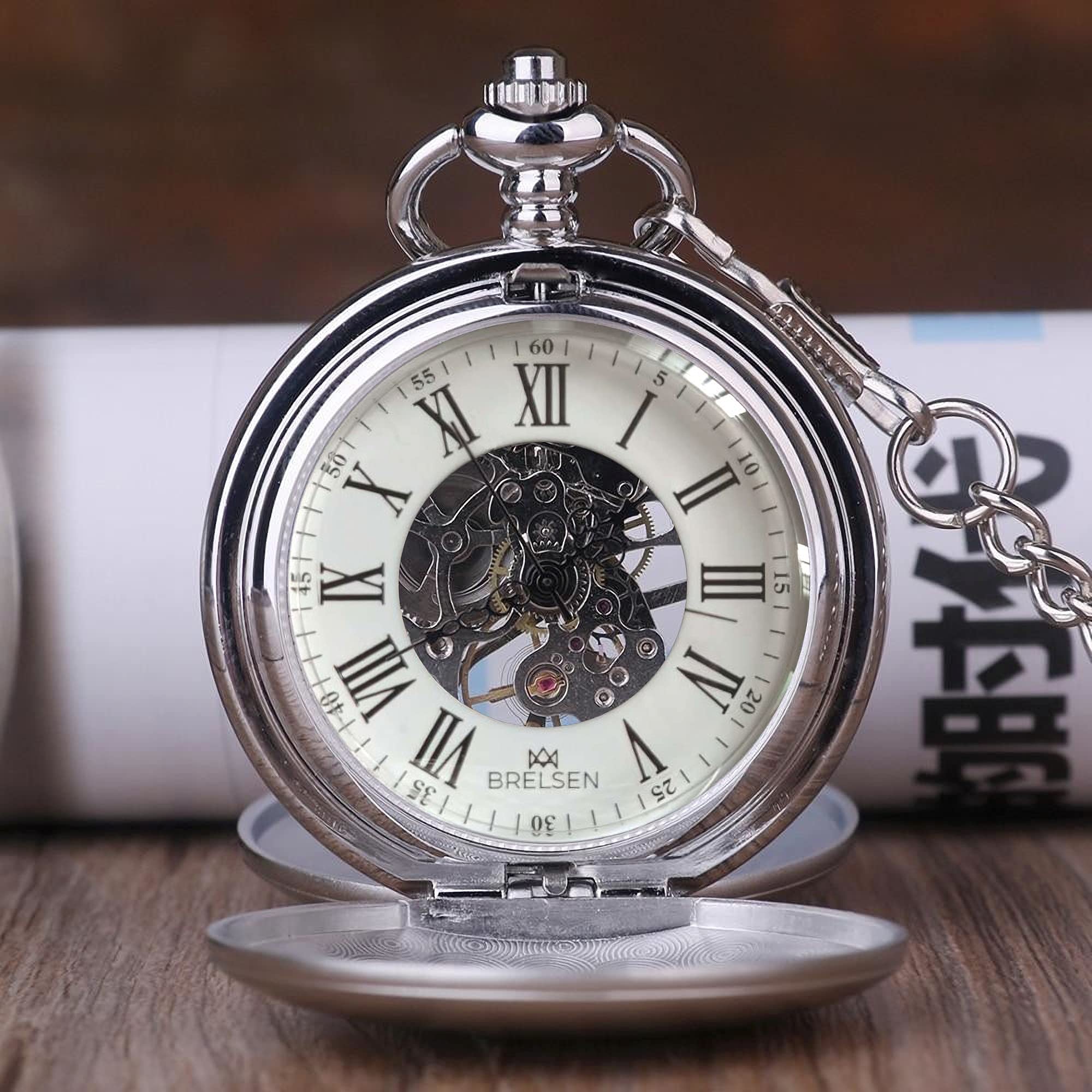 Royal Silver Double Hunter Mechanical Pocket Watch, Retro, Vintage