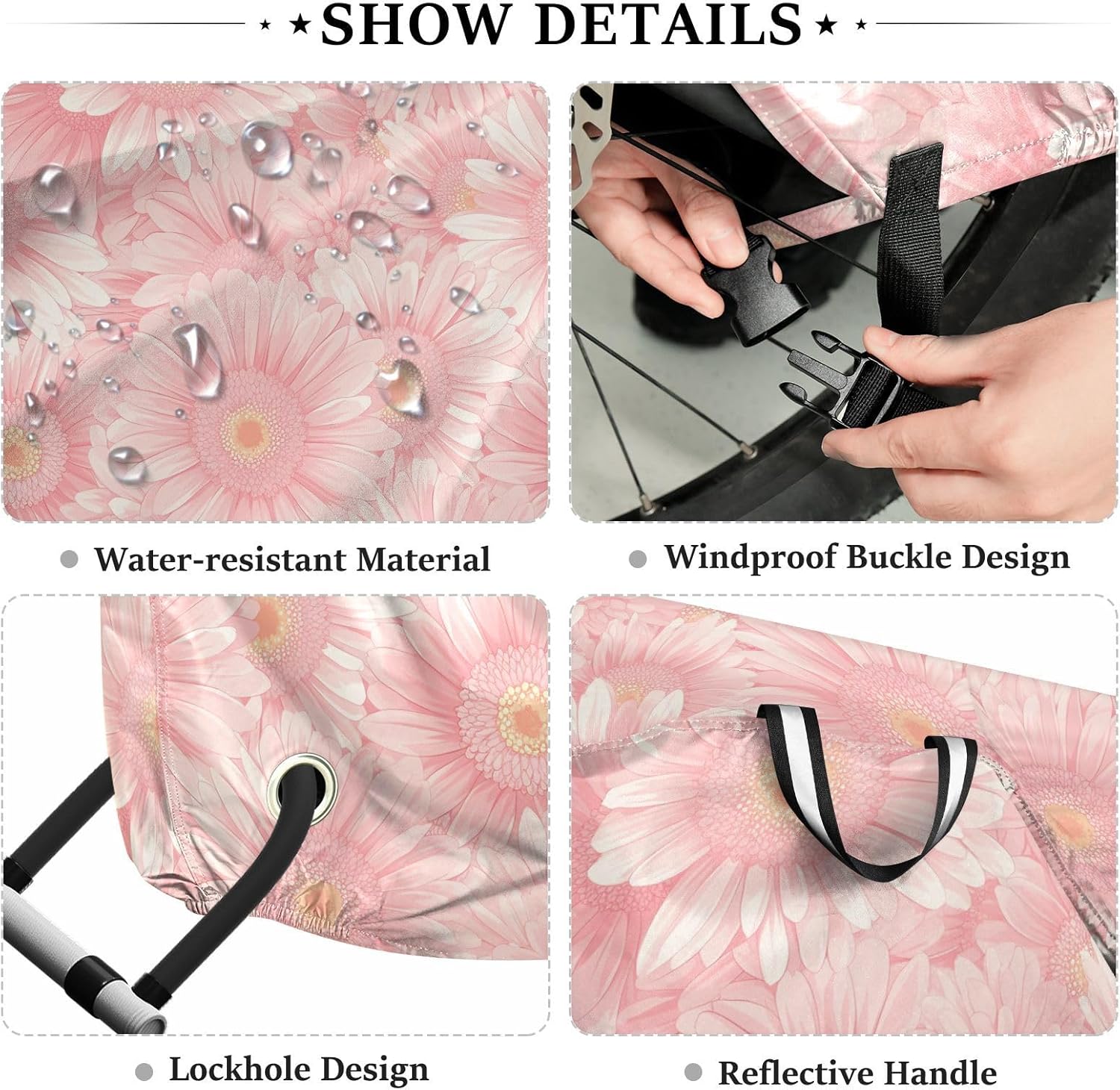 Pink Sunflowers Cover for Bike Waterproof Outdoor Exercise Bike Cover Bikes Storage