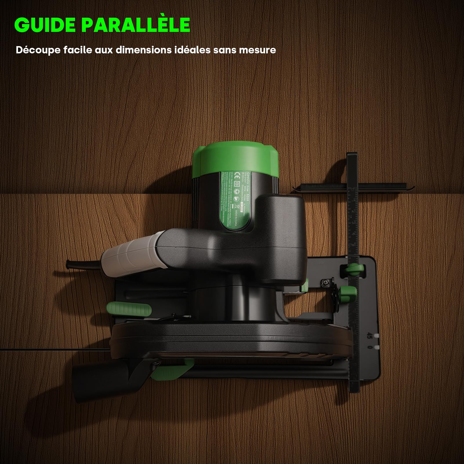 ENVENTOR 1300W Scie Circulaire, Filaire, Moteur Puissant | 5000RPM Scies Circulaires Électriques, coupe 65 mm (90 °), 44 mm (45 °), (Diamètre de Lame de Scie : 185 mm), pour Bois, PVC