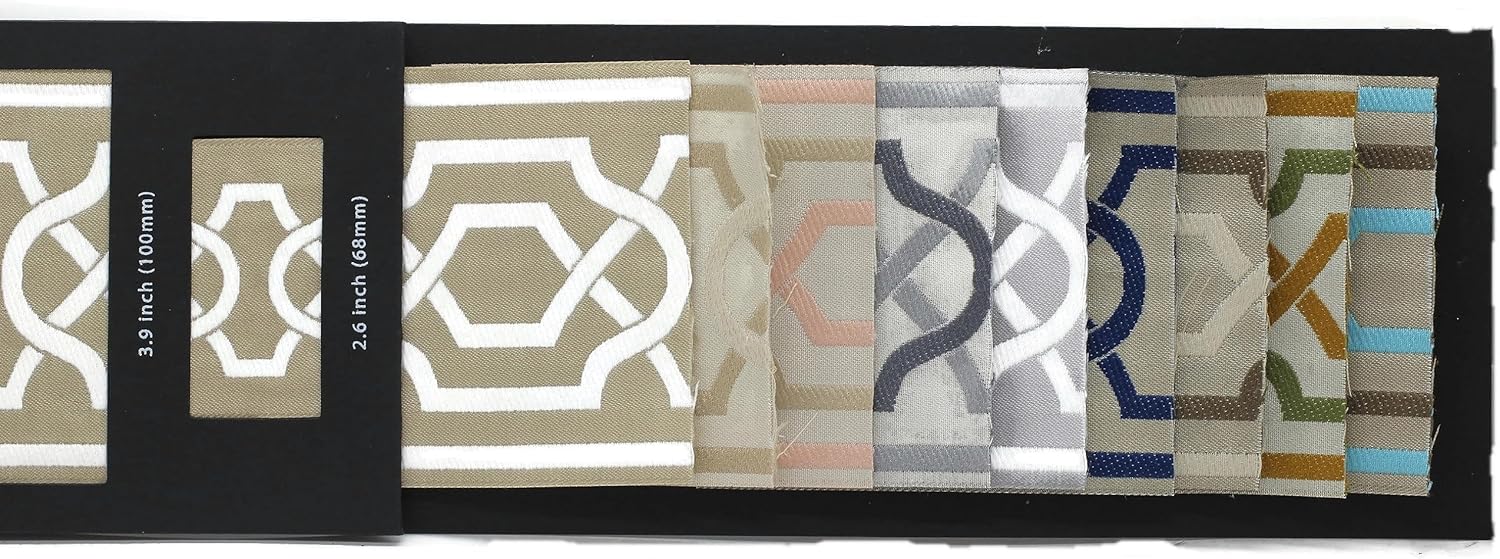 Geometric Fabric Swatch Drapery Trim Jacquard Ribbon for Your Drapes Sample Curtains Drapery Banding Trim Tape 173