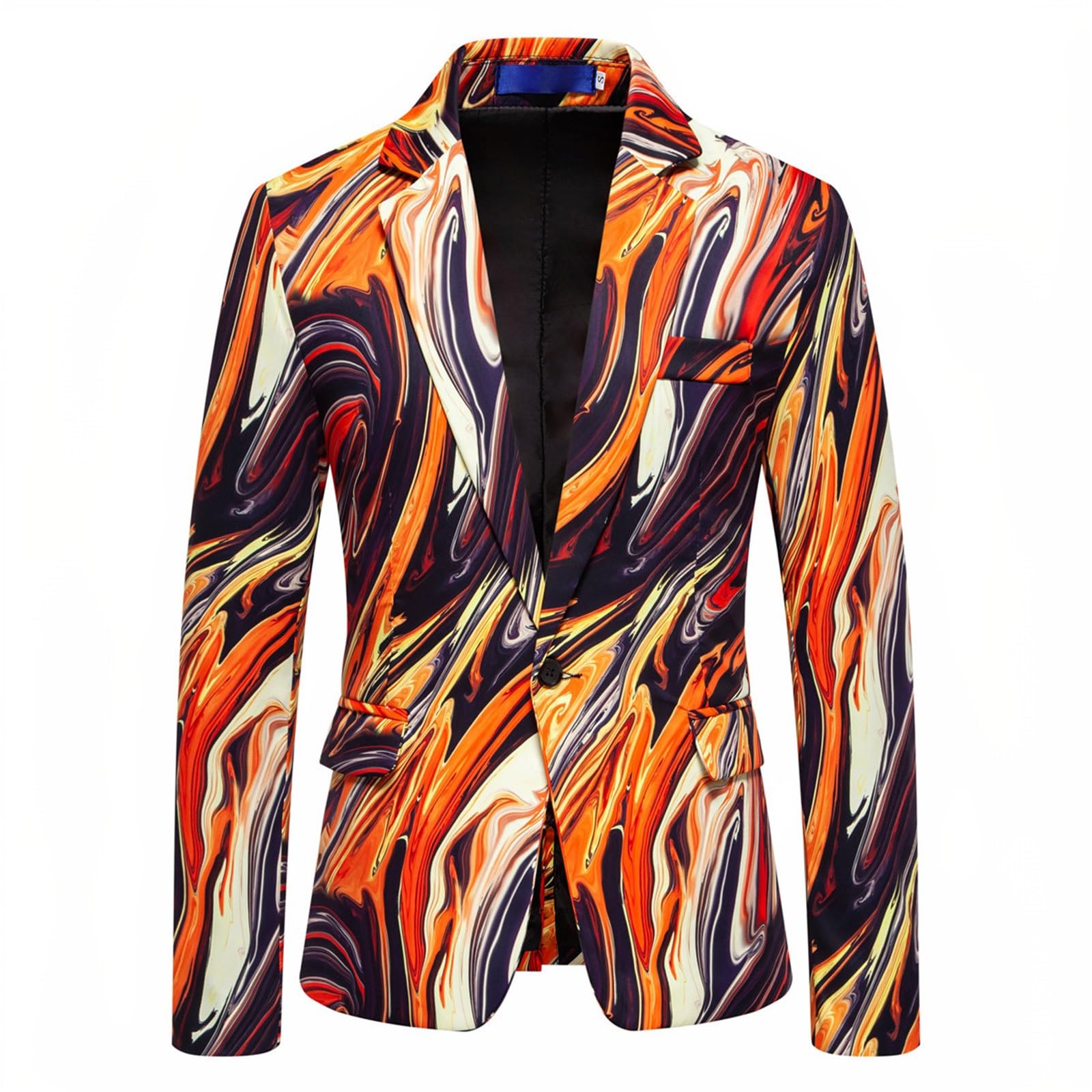 Generisch Set di tute da uomo colorato con stampa graffiti, casual, pantaloni e giacche per business, matrimonio, smoking blazer, elegante, slim fit, giacca da 2 pezzi, abbigliamento da discoteca