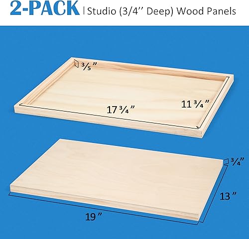 Miniatura 19 de Falling in Art - Juego de paneles de lienzo de madera de abedul sin terminar, paquete de 2 tablas de cuna de 16 x 20 pulgadas de profundidad