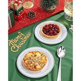 bUCLA 200PCS Silver Plastic Plates - 6.25inch White with Silver Trim Disposable Salad/Dessert/Appetizer/Small Cake Plates - Ideal for Wedding & Party