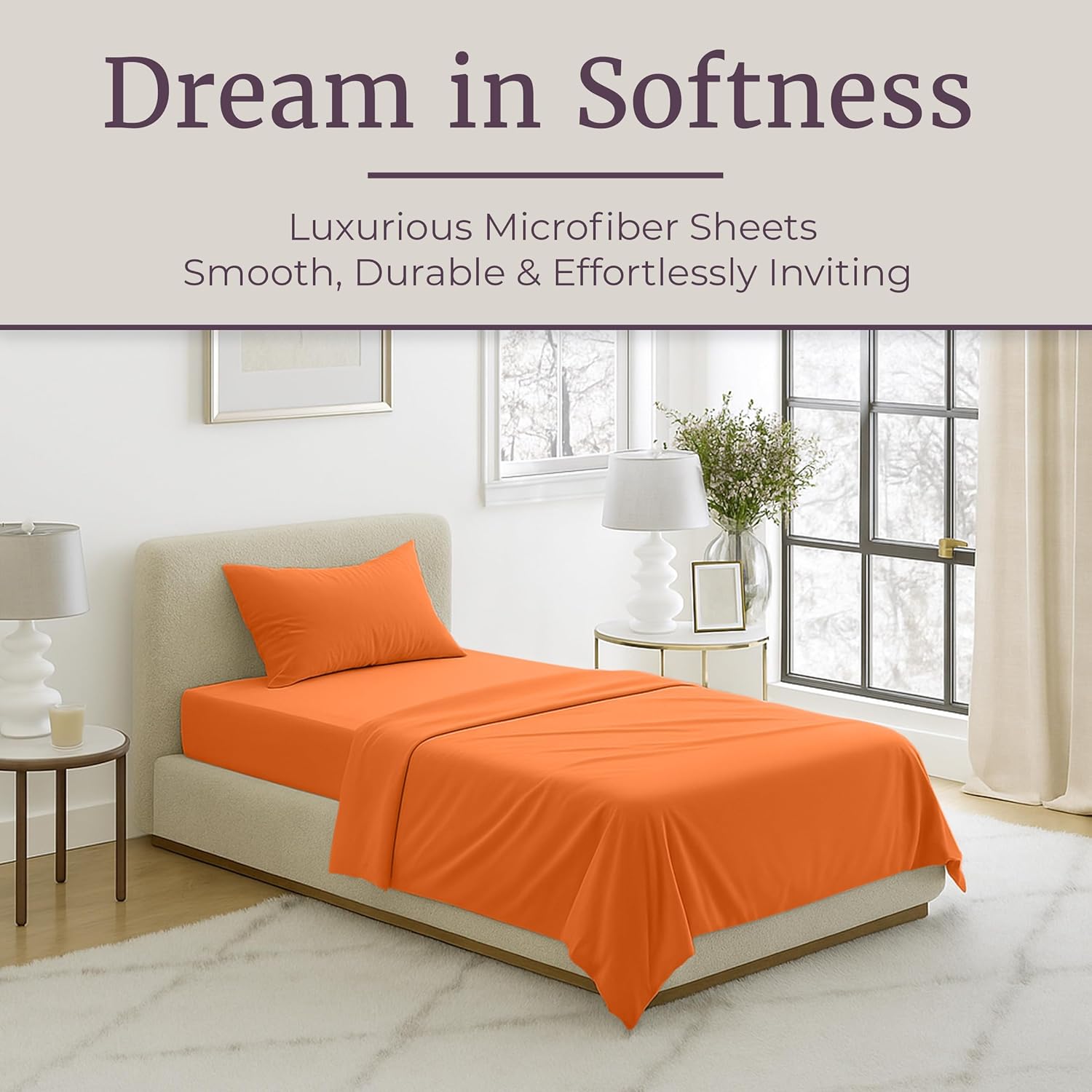 Sheets for Queen Size Bed - 4-Piece Wrinkle Resistant Brushed Microfiber Sheet Set - 2 Pillowcases, Flat, and Fitted Sheets by Lavish Home (Rust)