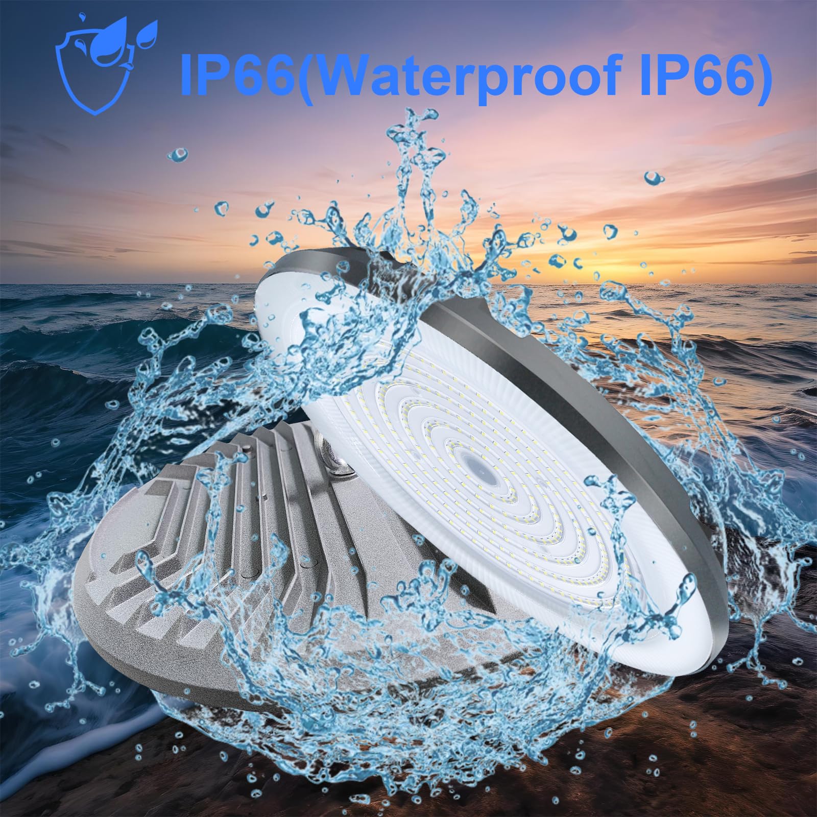 Reflektor do przedpokoju BOSITE LED UFO 200W, 20000LM Oświetlenie przemysłowe LED UFO 6500K zimna biel, wodoodporne oświetlenie LED wysokiego składowania IP65, lampa warsztatowa LED do magazynu, fabry