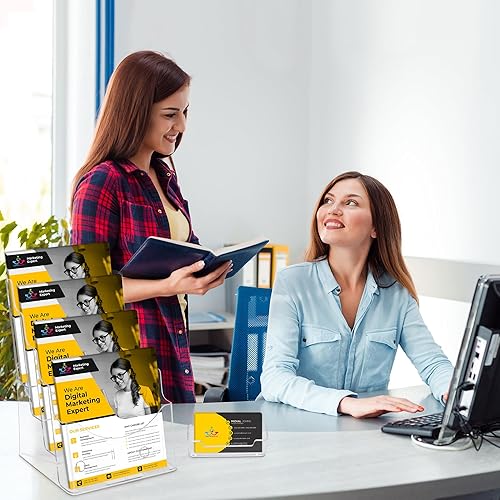 Miniatura 6 de Soporte acrílico para folletos de 8.5 x 11 pulgadas, soporte de revista transparente de 4 niveles con divisor extraíble para folletos de 4 x 9