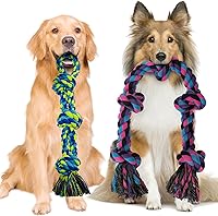WDZZHOT Heavy Duty Indestructible Dog Rope Toys for Aggressive Chewers - 2 Pack Tug of War & Teeth Cleaning Rope for Medium Large Breeds, 100% Cotton
