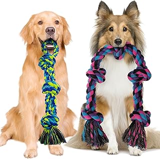 Heavy Duty Dog Rope Toys for Aggressive Chewers - 2 Pack Indestructible ...