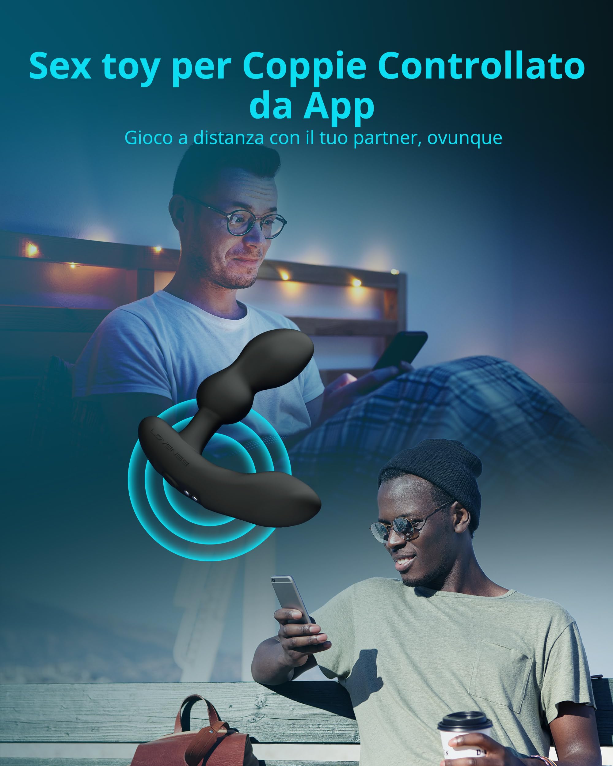LOVENSE Edge 2 Massaggiatore Prostatico Vibrante Regolabile Bluetooth App Control, Vibratore Anale Telecomandato, Modalità di Vibrazione Personalizzate illimitate