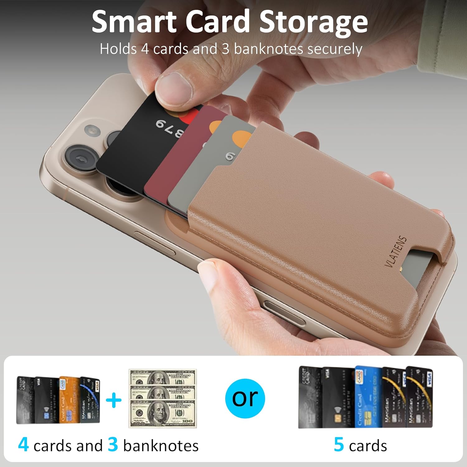 magsafe wallet magnetic for iphone,mag-safe wallet magnetic phone,Fit 3 Cards holder for iphone 17/16/15/14/13/12/pro max Series (fast Rose gold) - Image 8