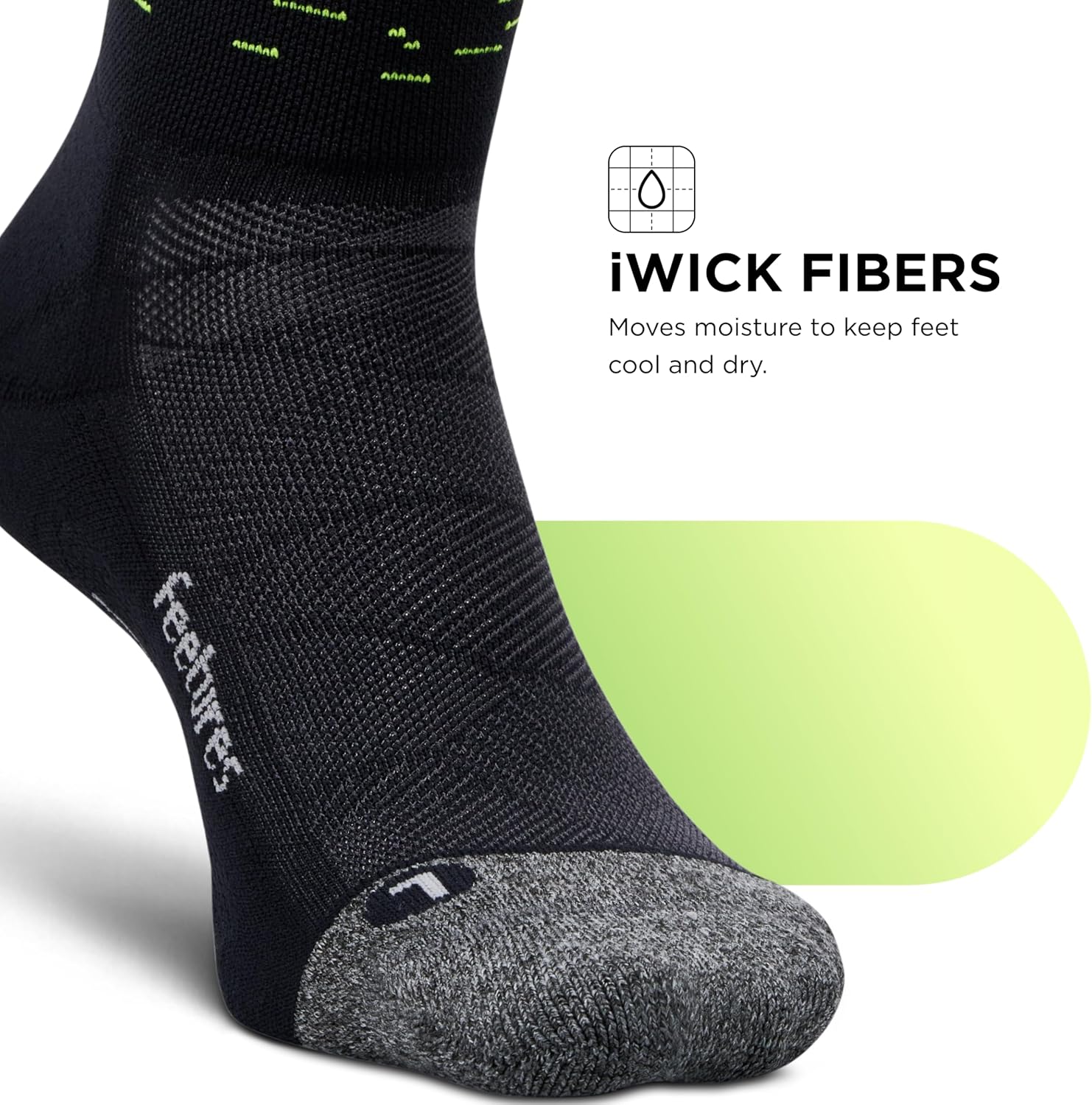 Feetures Elite Ultra Light Cushion Mini Crew Sock - Sport Sock with Targeted Compression