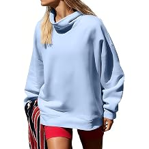 Womens Oversized Sweatshirts Mockneck Sweatshirt Turtleneck Loose Fit Drop Shoulder Long Sleeve Pullover Tops