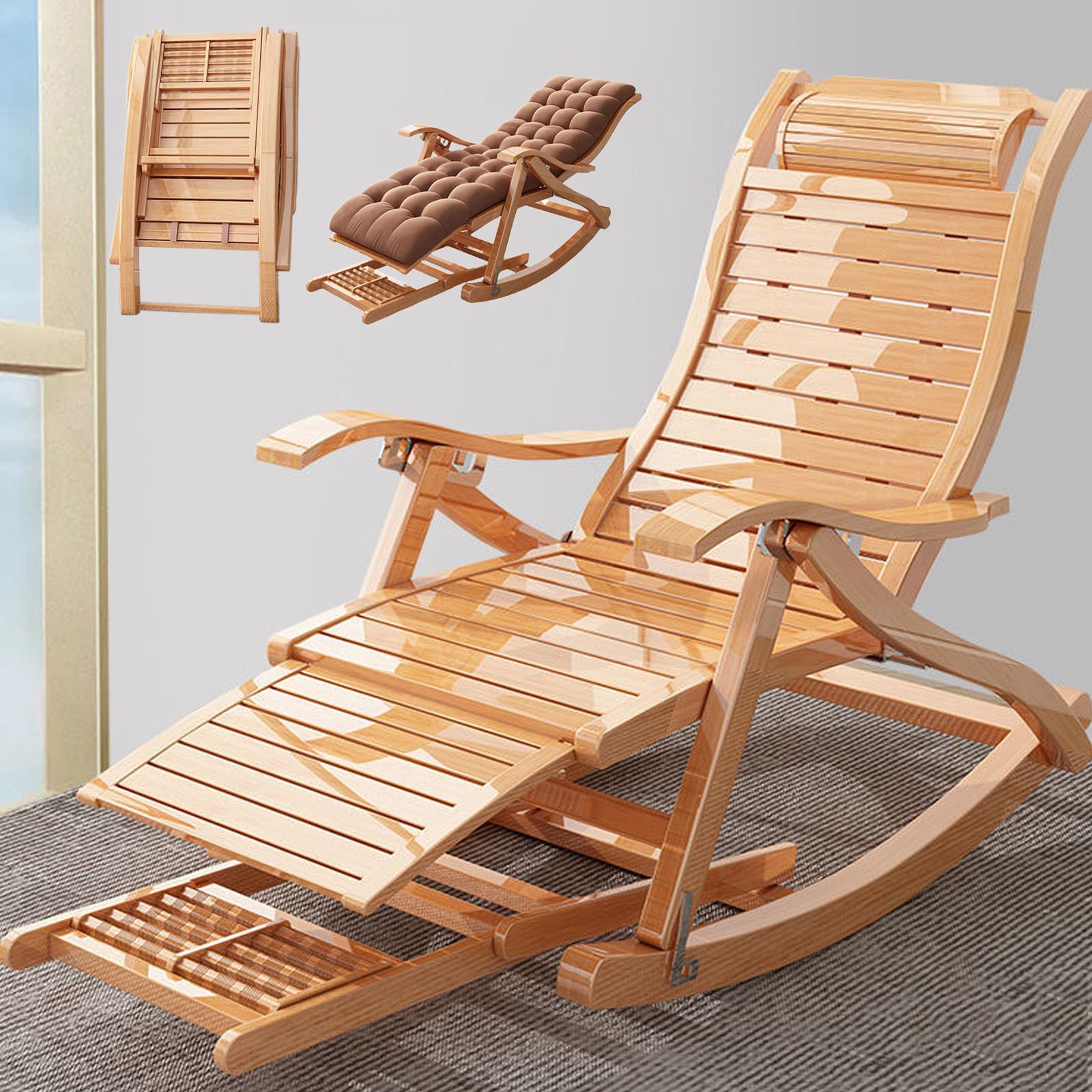 Amazon｜竹製リクライニングロッキングチェアリラックスチェア