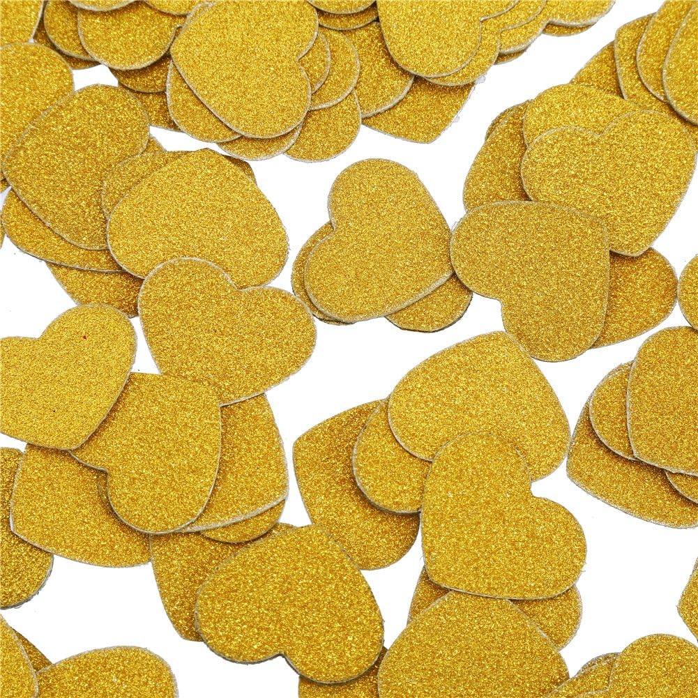 CCINEE Glitter Gold Heart Confetti for St. Valentine's Day Wedding Bachelorette Party Decoration Pack of 200