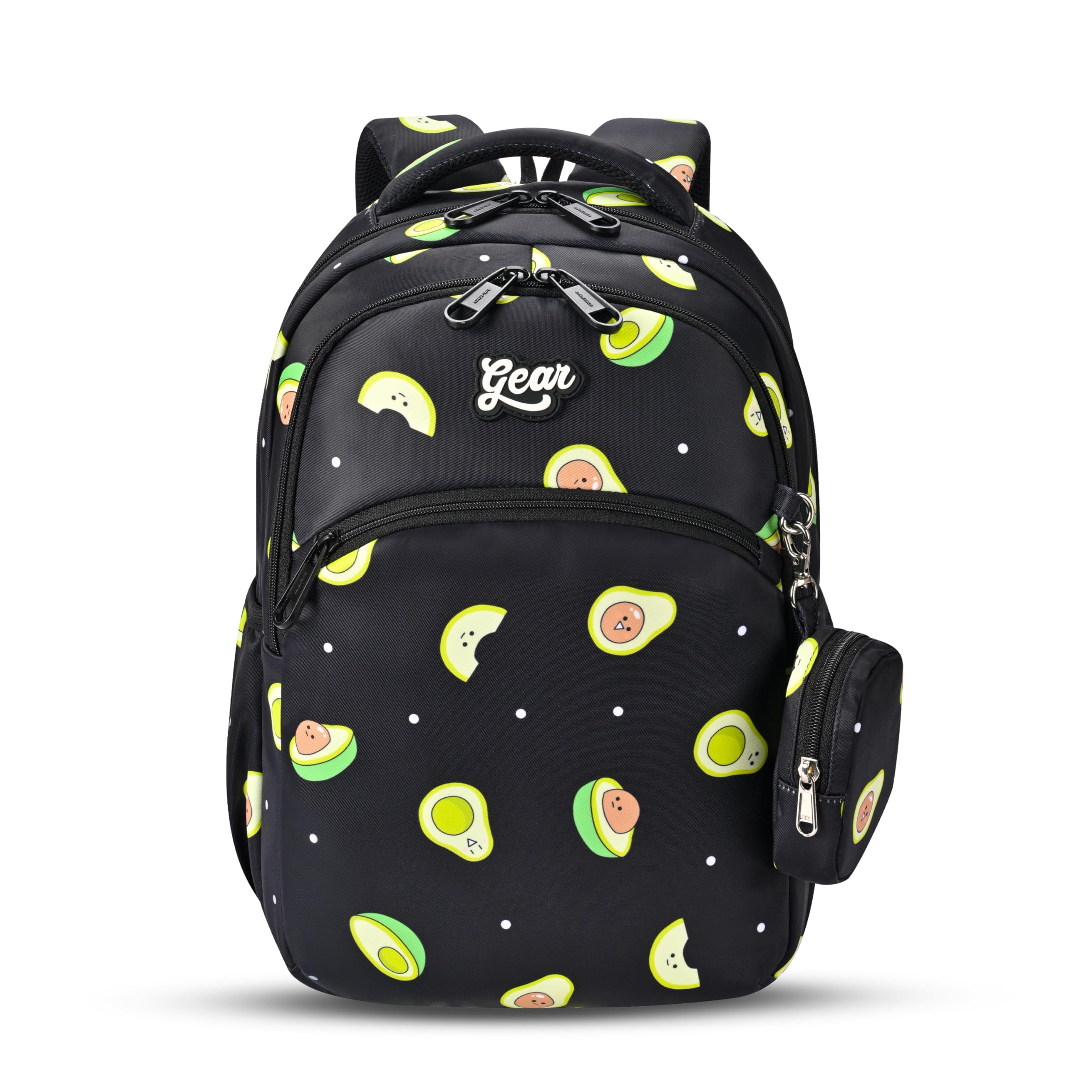 Avacado 4 Compartment Backpack 15"/21L Small Water Resistant School Bag/Casual 4 Compartment Backpack/Daypack/Kids Bag for Boys/Girls (Black-Green)-image-28